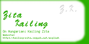 zita kailing business card